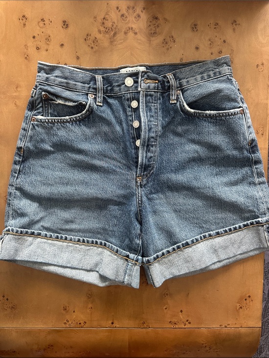 Agolde Pants - Agolde Medium Blue High-Rise Rolled Cuff Denim Shorts